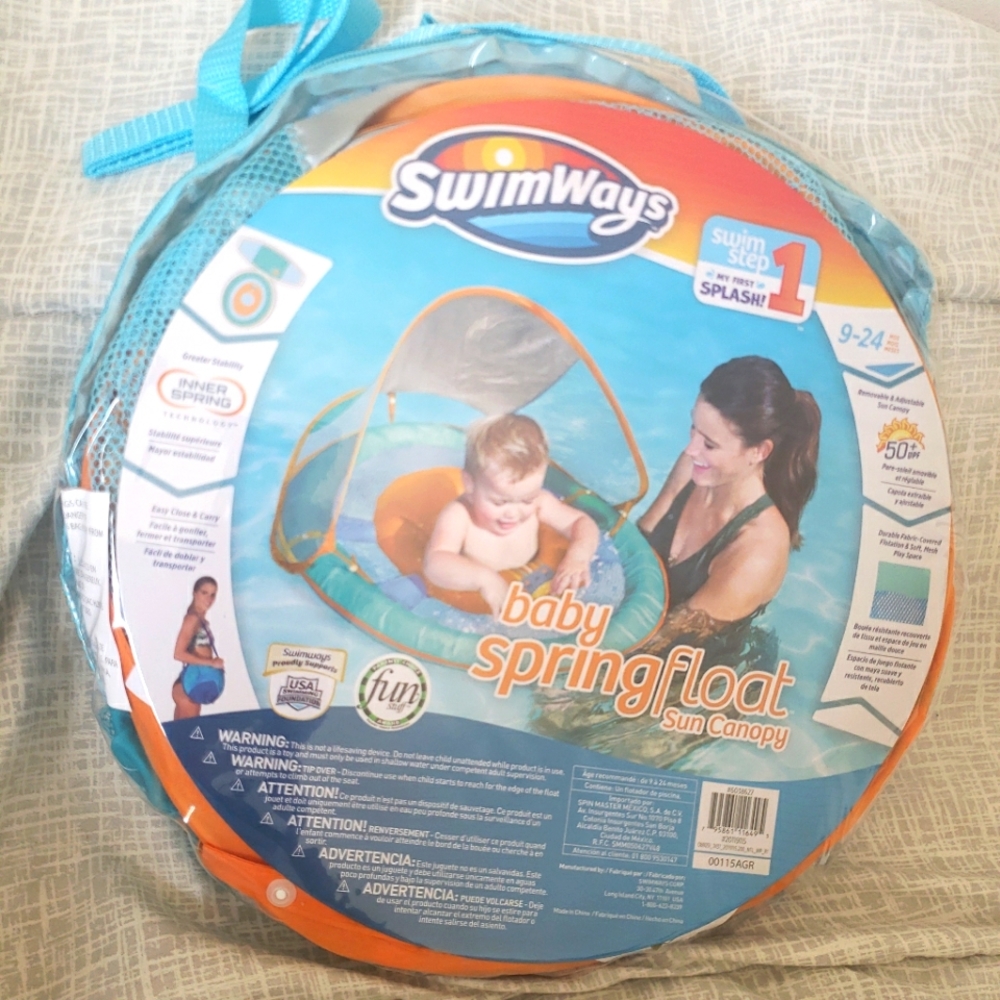 New SwimWays Swim Step My First Splash 1 Baby Spring Float Sun Canopy